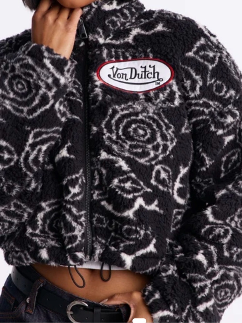 Von Dutch Abstract Sherpa Bomber Jacket, Youth Size 14/16, NWT